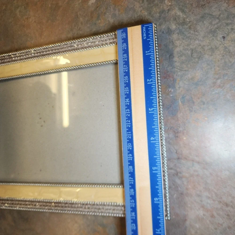 2003 Thompson Goldtone Enamel, Rhinestone Picture Frame w/ Silver Beading 5